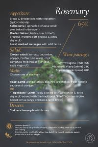 Local Chef, Chania, Cretan menu Rosemary